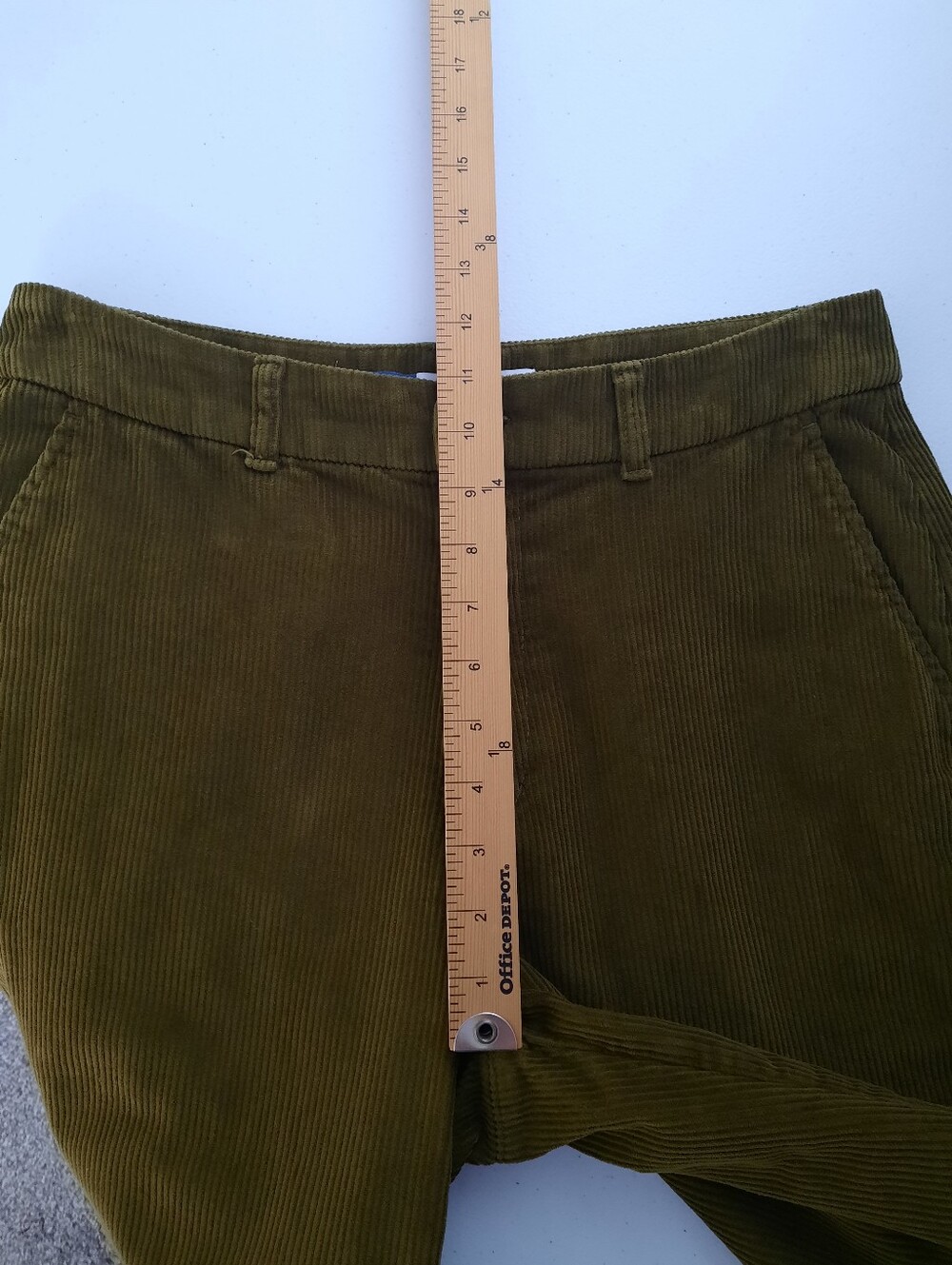 Old Navy High Rise Wide Leg Satin Moss Green Cotton Corduroy Pants size 8 - Picture 11 of 15